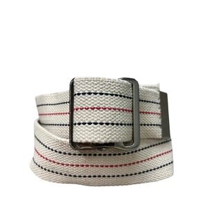 Medline Gait Belt 60 Inch Cotton Webbing Metal Buckle MDT821203 Cream Red Navy